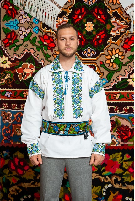 Camasa populara barbat Gabriel cu margele si brau