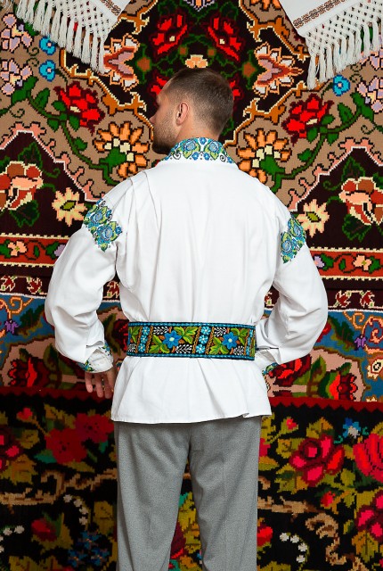 Camasa populara barbat Gabriel cu margele si brau