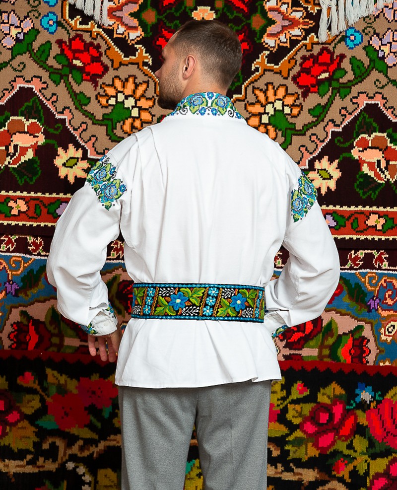 Camasa populara barbat Gabriel cu margele si brau