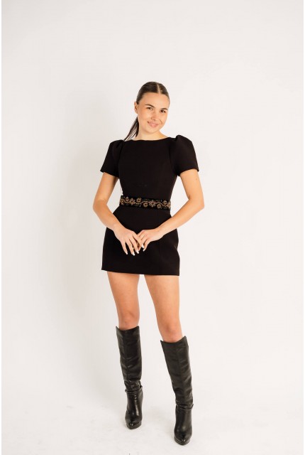 Brau cu margele îngust negru si maro