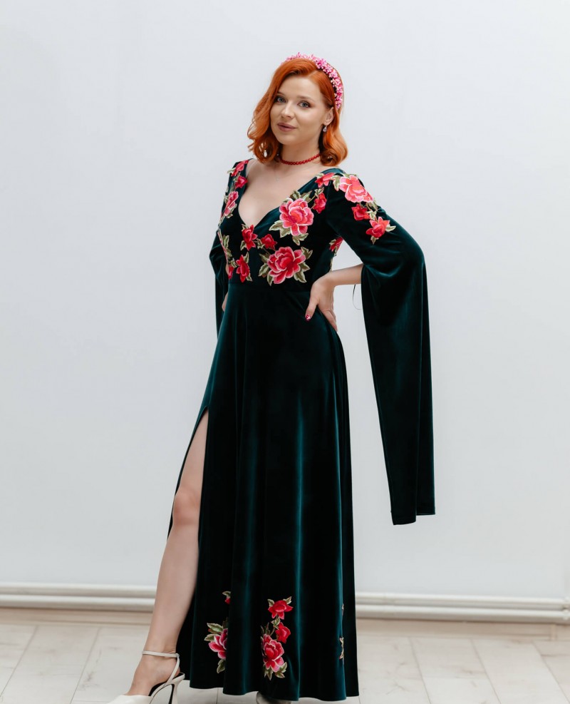 Rochie Stefana - verde smarald