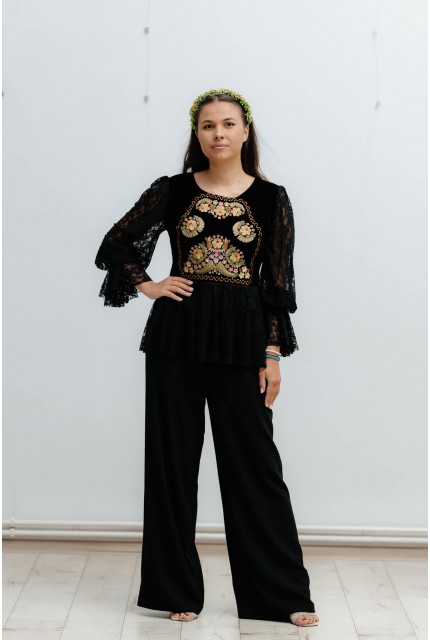 Bluză Gina cu broderie  galbenă