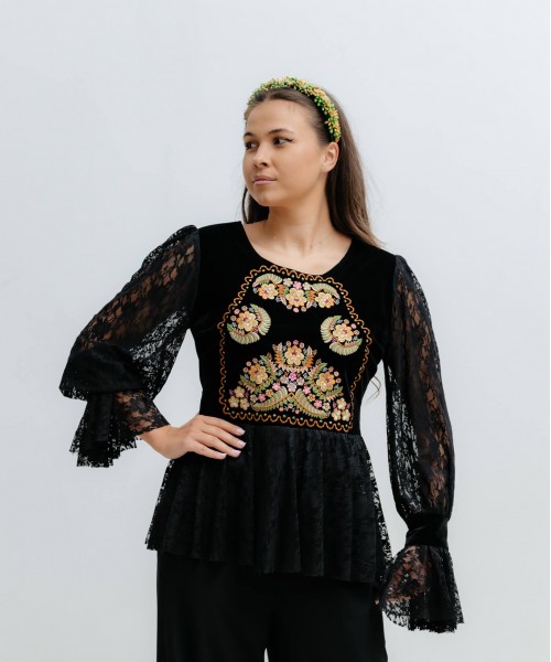 Bluză Gina cu broderie  galbenă