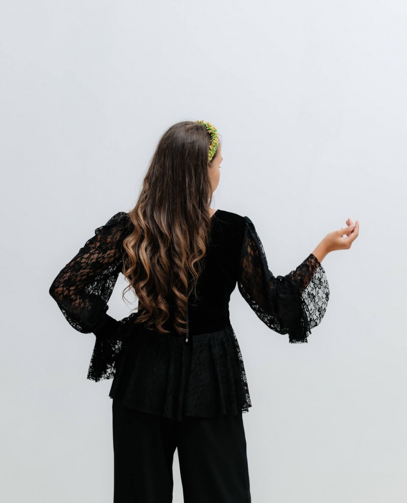 Bluză Gina cu broderie  galbenă