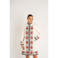 Palton Viorica Alb cu broderie florala