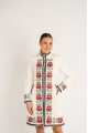 Palton Viorica Alb cu broderie florala