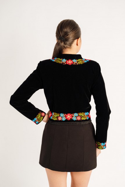 Sacou  Doina din catifea, cusus manual cu motive florale