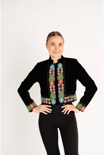 Sacou  Gina din catifea, cusus manual cu margele din motive florale