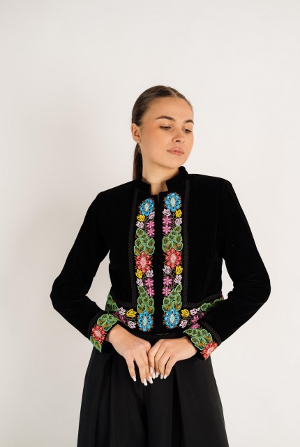 Sacou  Gina din catifea, cusus manual cu margele din motive florale