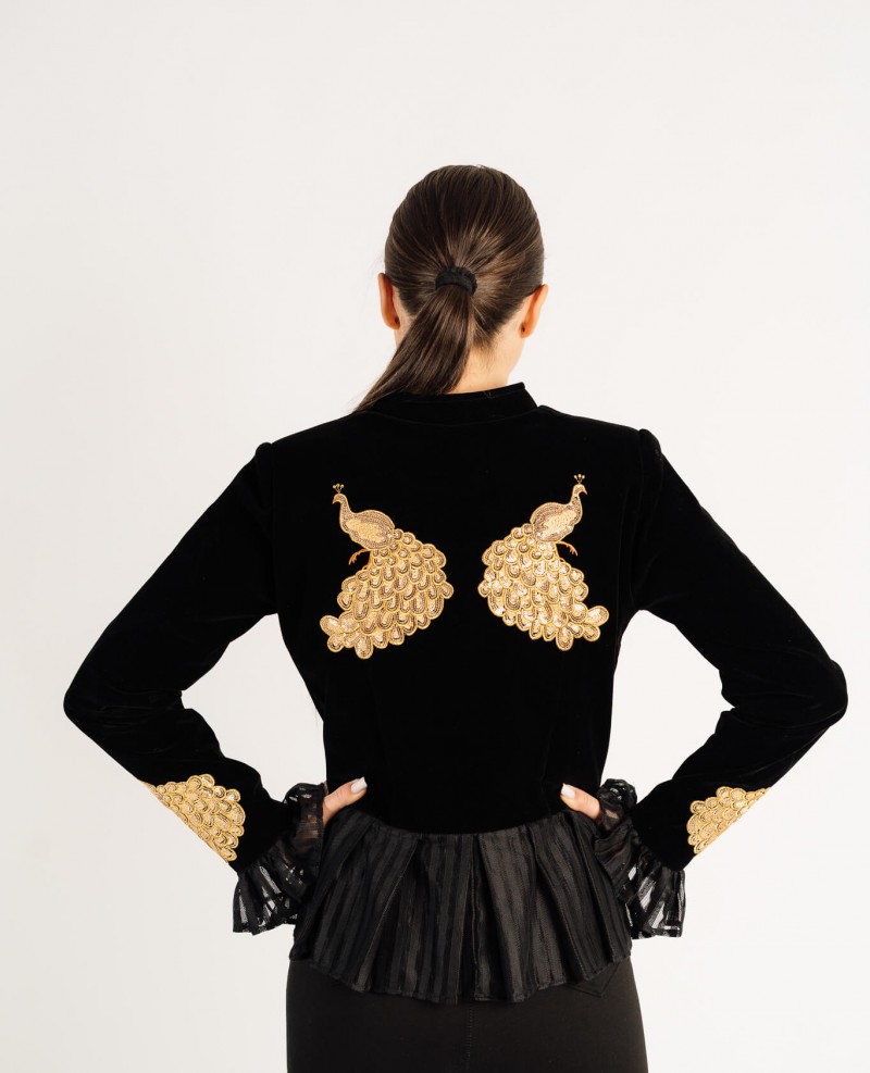 Sacou Păun auriu decorat cu aplicatii din paiete