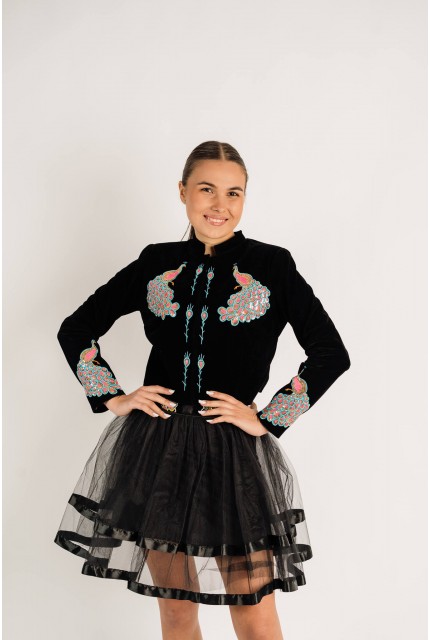 Sacou Păun colorat decorat cu aplicatii din paiete