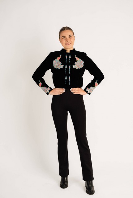 Sacou Păun colorat decorat cu aplicatii din paiete