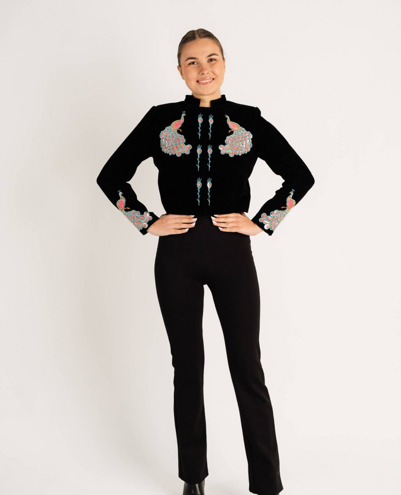 Sacou Păun colorat decorat cu aplicatii din paiete