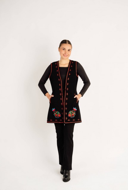 Vestă Monica nragra cu motive florale - Valea Somesului