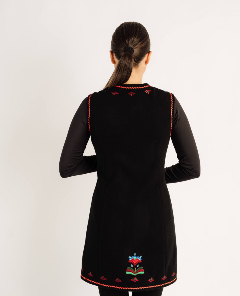 Vestă Monica nragra cu motive florale - Valea Somesului